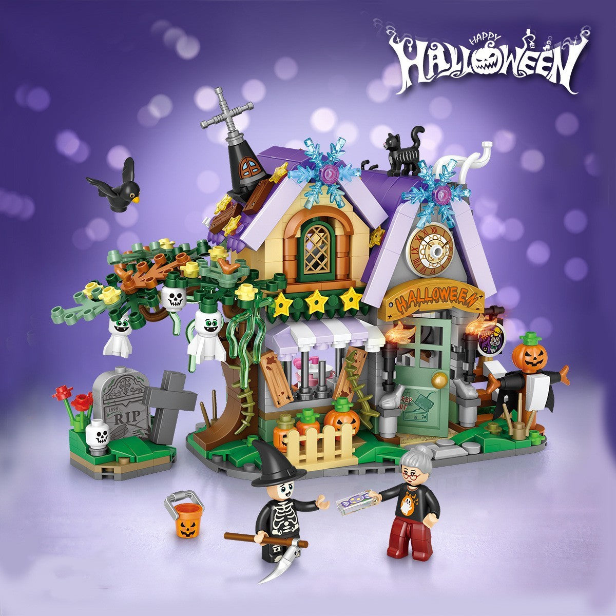 Mini blocs de construction de particules, jouets d'Halloween