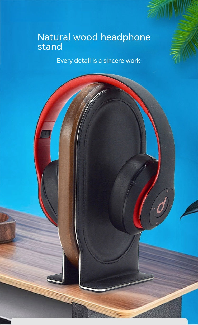 Estante de auriculares con soporte para auriculares de nogal para pantalla de escritorio