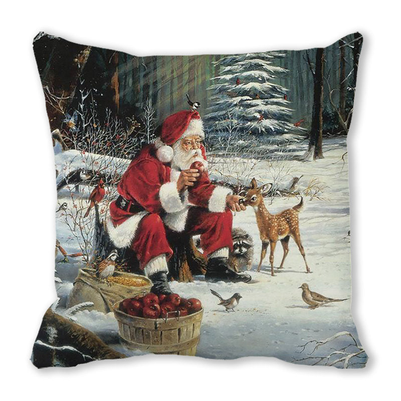 Merry Christmas Christmas Encryption Peach Skin Fabric Home Decoration Sofa Cushion Pillow ZT428