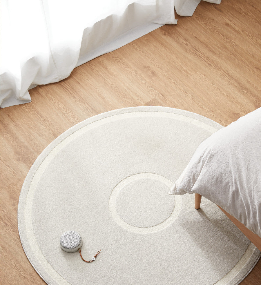 Tapis rond crème française claire Cosmos Salon