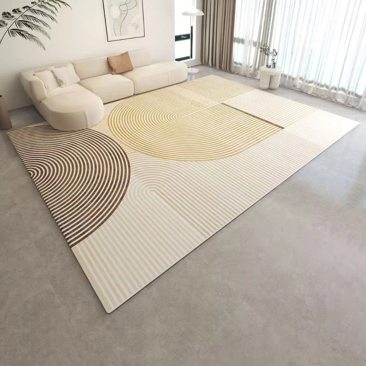 Tapis de style crème simple pour table basse de salon