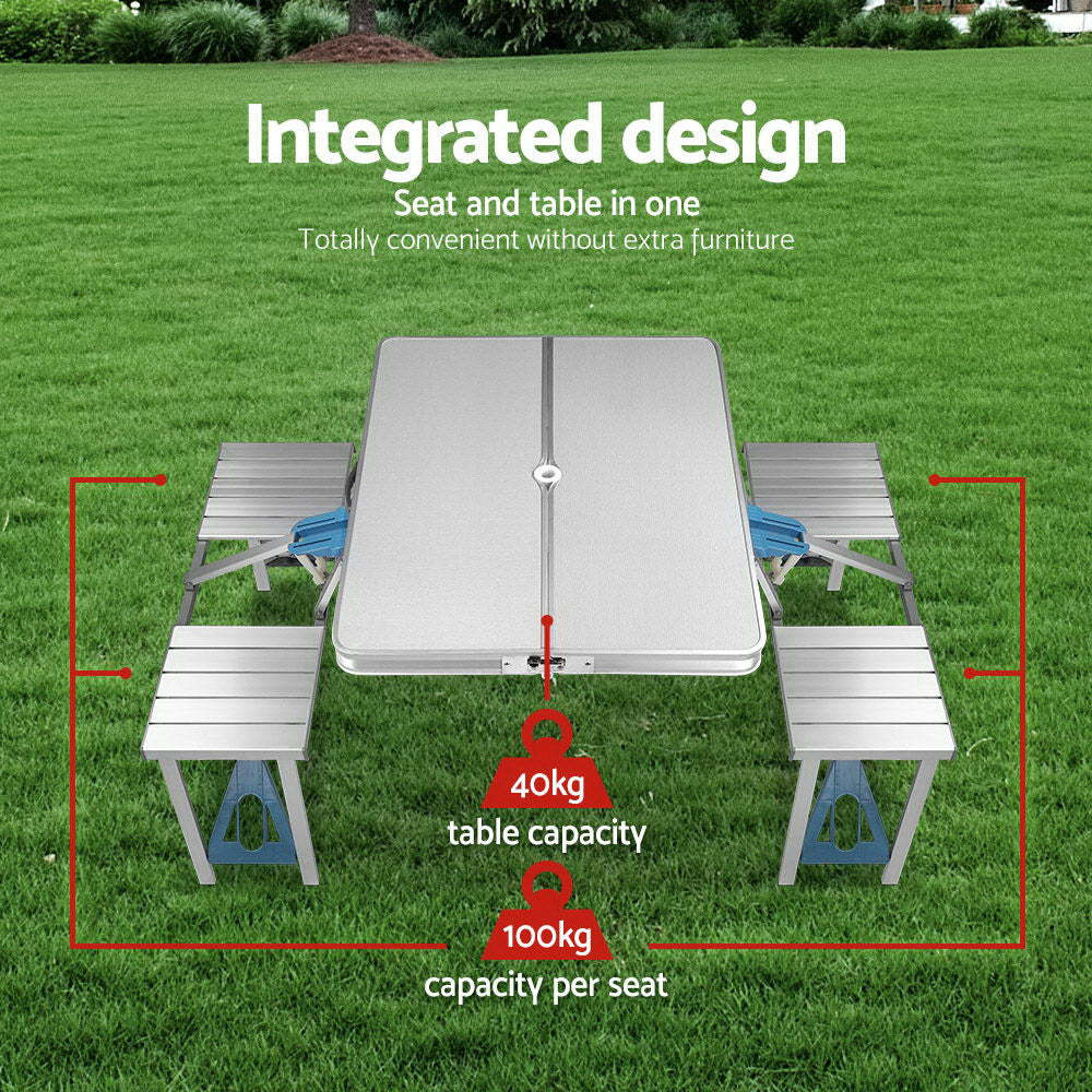 Mesa y silla plegables de una sola pieza para exteriores, mesa plegable de aleación de aluminio, venta al por mayor, barbacoa, hogar, Camping, mesa y silla portátiles de aleación de aluminio