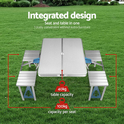 Table et chaise pliantes d'extérieur d'une seule pièce, Table pliante en alliage d'aluminium, vente en gros, Barbecue, ménage, Camping, Table et chaise portables en alliage d'aluminium