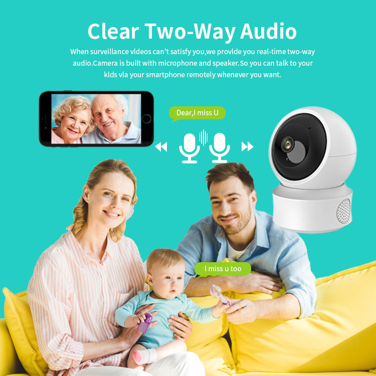 Caméra de Surveillance intelligente Wifi sans fil, double lumière, intérieur HD, 360 degrés, interphone vocal, caméra panoramique