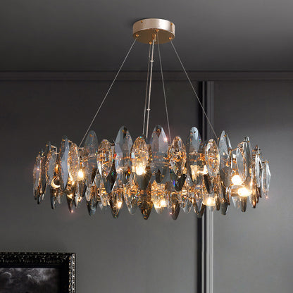 Lustre minimaliste moderne en cristal de luxe, lumière de salon