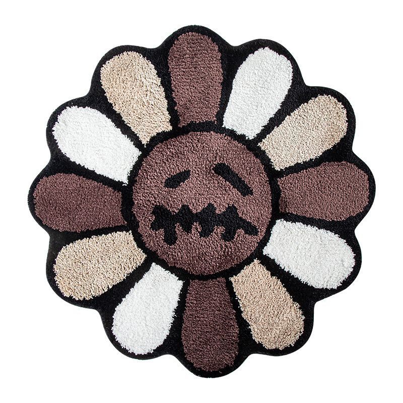 Tapis de sol en polyester avec motif de fleurs et de visages fantômes pour Halloween