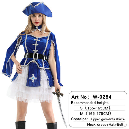 Costume de cosplay d'Halloween pour femme, robe de princesse pirate