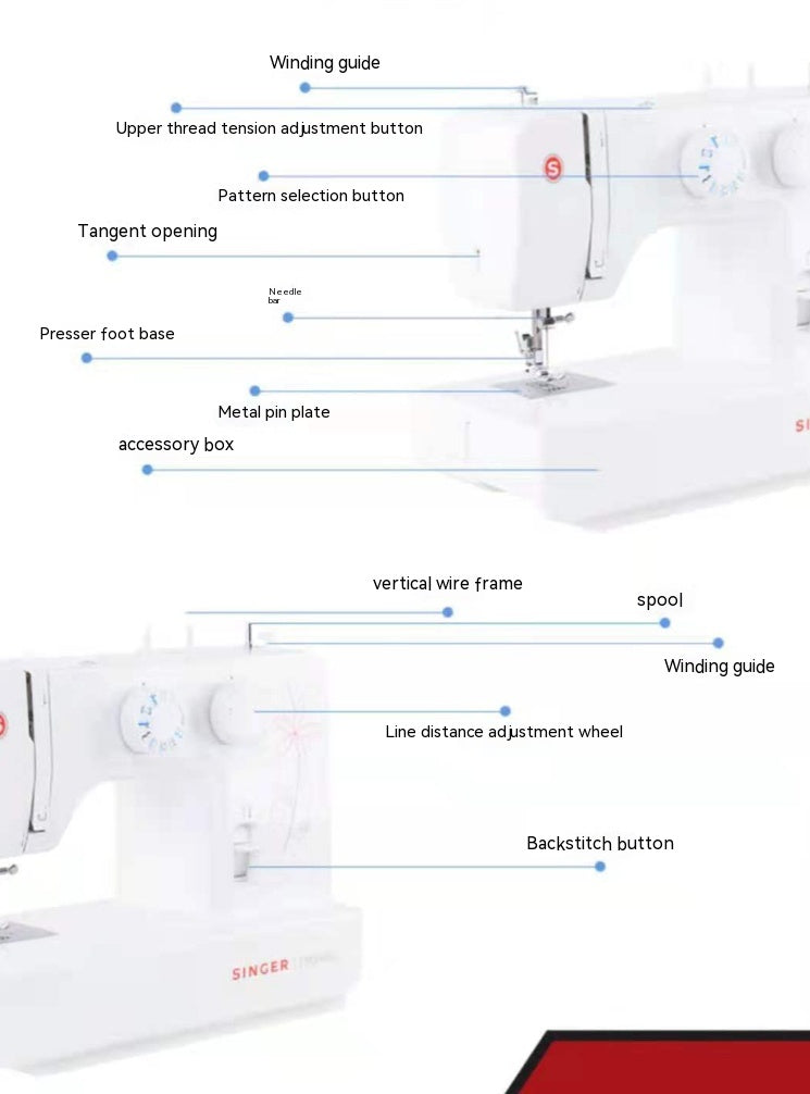 Máquina de coser automática multifunción con Pedal para el hogar, escritorio con Overlock