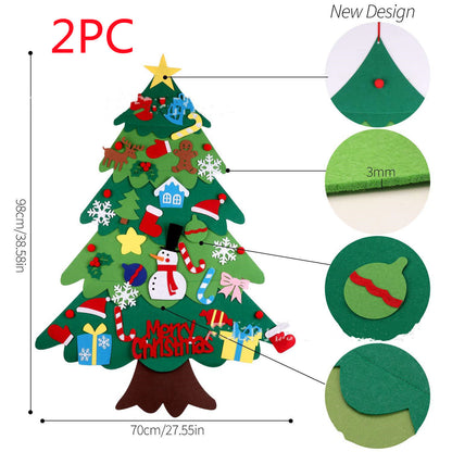 Árbol de Navidad de fieltro con luces para niños DIY