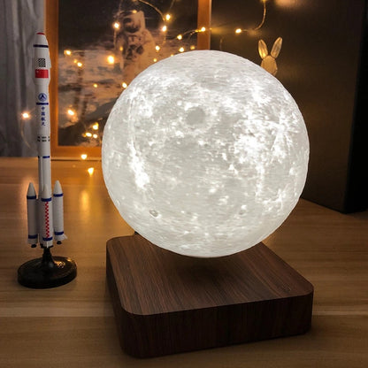 Lámpara de luna de levitación magnética 3D creativa personalizada, luz nocturna giratoria, lámpara flotante de Luna Led