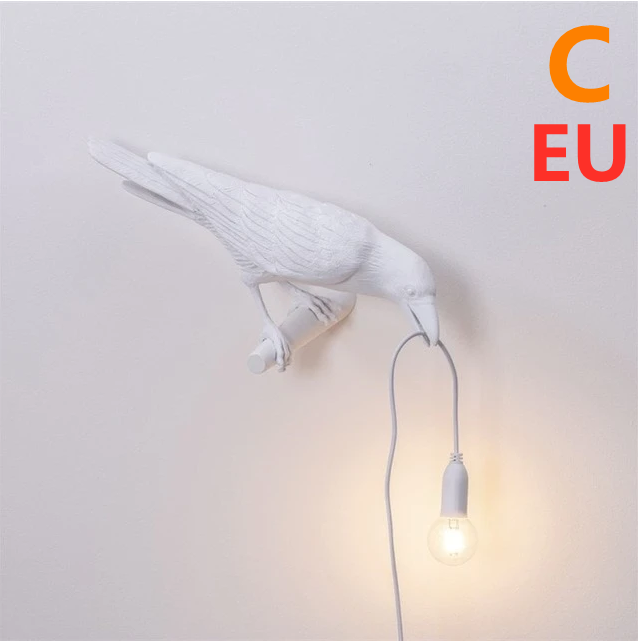 Décoration créative de lampe murale en résine d'oiseau de bon augure