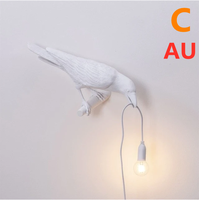 Décoration créative de lampe murale en résine d'oiseau de bon augure