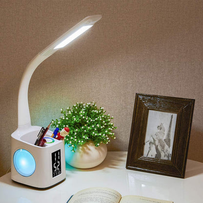 Lampe de bureau LED pour étude, Port de chargement USB, écran, calendrier et couleurs, veilleuse pour enfants, lampe de Table à intensité variable avec support de stylo