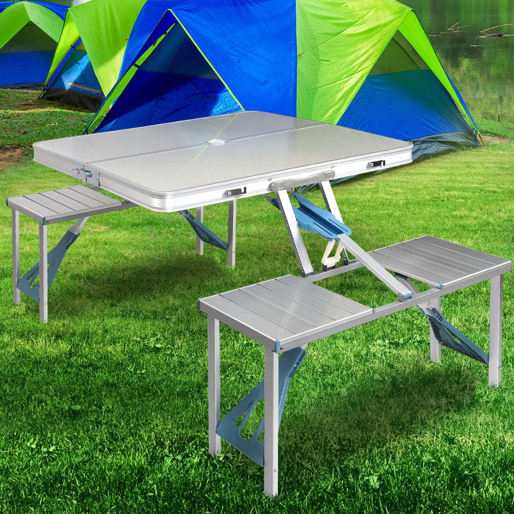 Mesa y silla plegables de una sola pieza para exteriores, mesa plegable de aleación de aluminio, venta al por mayor, barbacoa, hogar, Camping, mesa y silla portátiles de aleación de aluminio