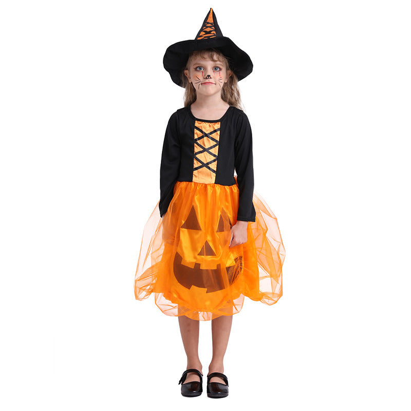 Costume d'Halloween Robe Lumineuse Citrouille pour Enfants