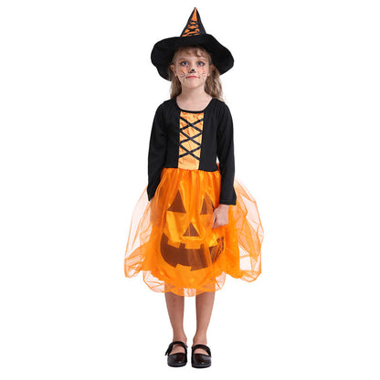 Costume d'Halloween Robe Lumineuse Citrouille pour Enfants