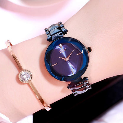 Reloj de pulsera con correa de acero para mujer, pulsera personalizada con atmósfera de tendencia, nueva moda para mujer