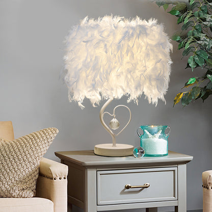 LED Feather Heart Wing Crystal Bedside Table Lamp