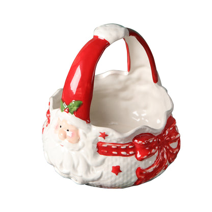 Three-dimensional Hand-painted Santa Claus Ceramic Basket