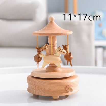 Music Boxes Innovative Rotating Musical Box Wooden Music Box Table Decoration