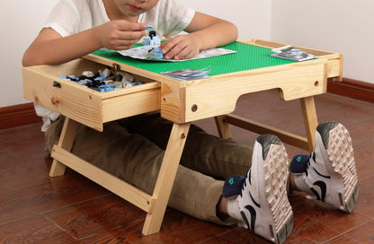 Table de jeu de rangement compatible avec les blocs, tableau pliant en bois sur mesure pour enfants