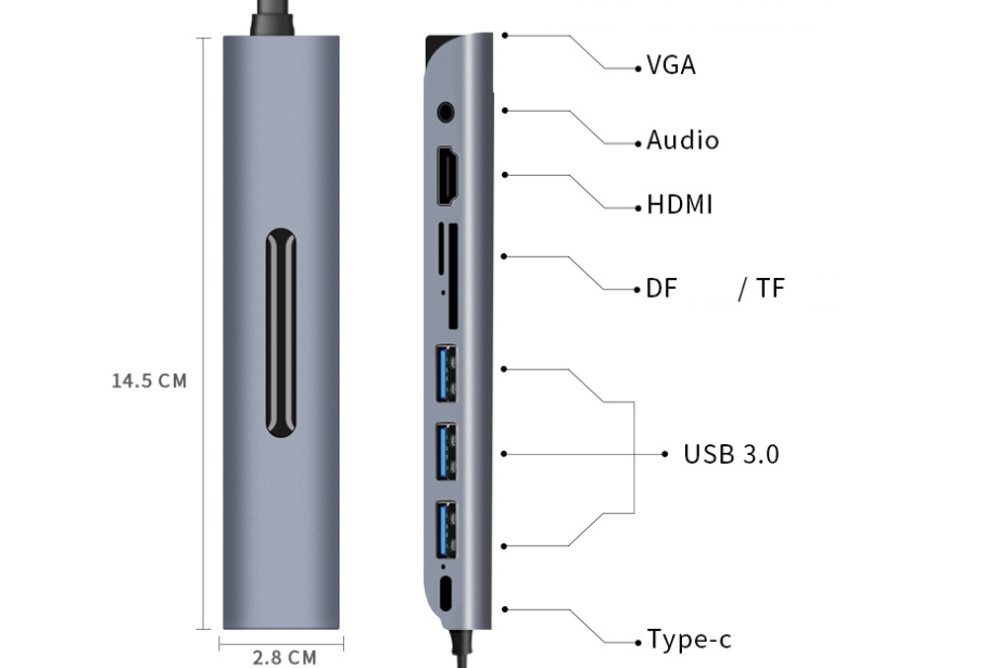 Station d'accueil HUB USB C 9 en 1 type-c HDMI VGA basse température accessoires d'accueil d'extension d'ordinateur mobile