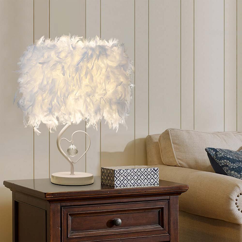 LED Feather Heart Wing Crystal Bedside Table Lamp