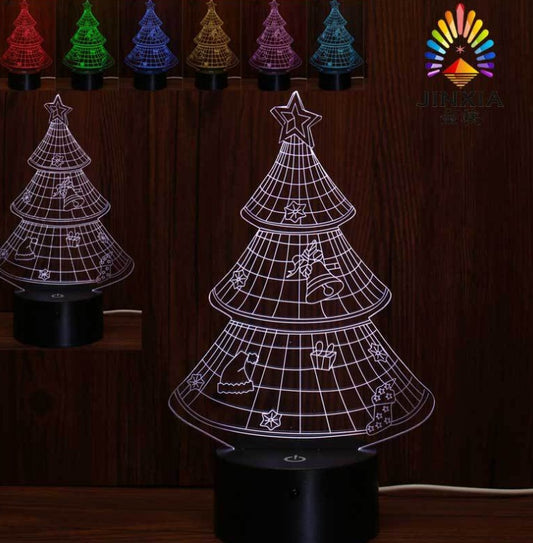 Lumières 3D Lumières de Noël Lumières de nuit colorées LED Touches colorées Lumières de chevet Décorations de Noël