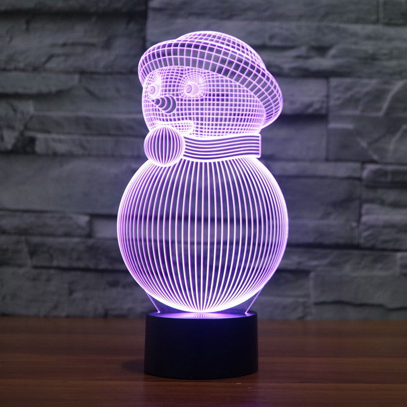 Lumières 3D colorées de bonhomme de neige de Noël