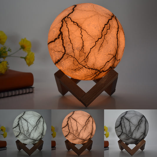 Luz de luna pintada con relámpago LED Luz nocturna 3D