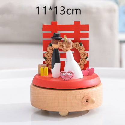 Music Boxes Innovative Rotating Musical Box Wooden Music Box Table Decoration