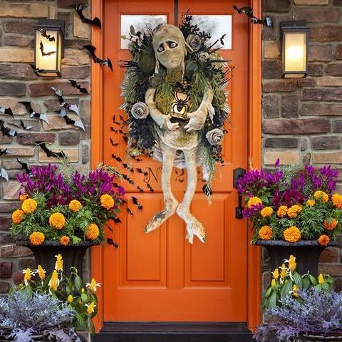 Guirnalda de momia para decoración de puerta de Halloween