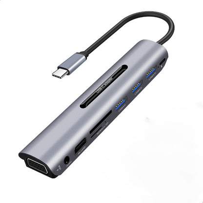 Estación de acoplamiento USB C HUB 9 en 1 tipo C HDMI VGA accesorios de acoplamiento de expansión para computadora móvil de baja temperatura