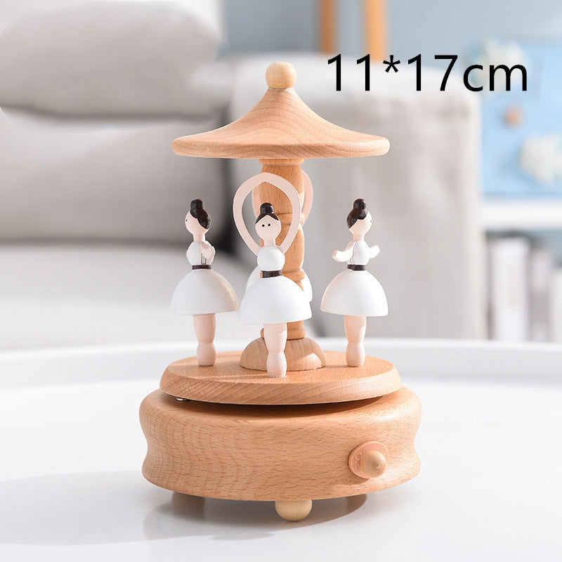 Music Boxes Innovative Rotating Musical Box Wooden Music Box Table Decoration