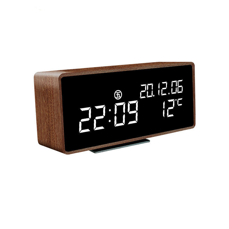 Reloj despertador electrónico multifunción de madera maciza vintage