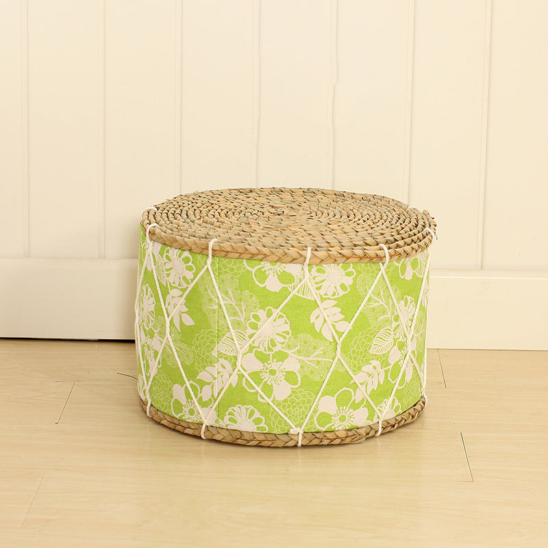 Straw woven home stool