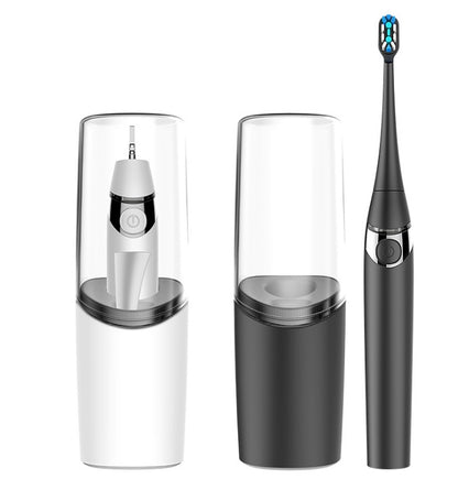 Electric Travel Rechargeable Toothbrush with Portable UV Sterilizer Drying Cup for Adults