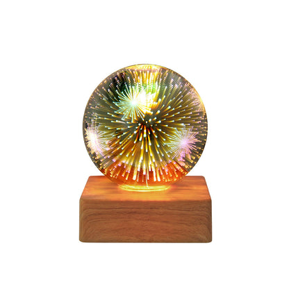 Veilleuse boule de cristal feu d'artifice USB 3D à brancher, veilleuse romantique à LED en forme d'étoile, lumières de Noël, décorations de Noël pour la maison