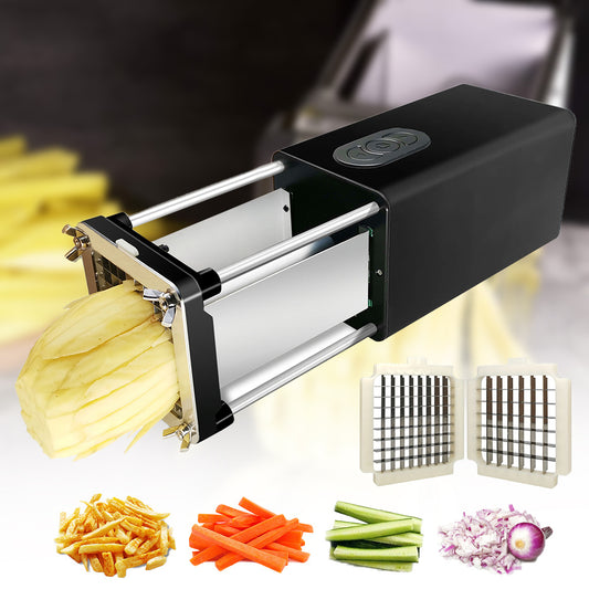 Utensilio de cocina, cortador eléctrico de patatas fritas con cuchillas, acero inoxidable, verduras, patatas, zanahorias para el hogar comercial