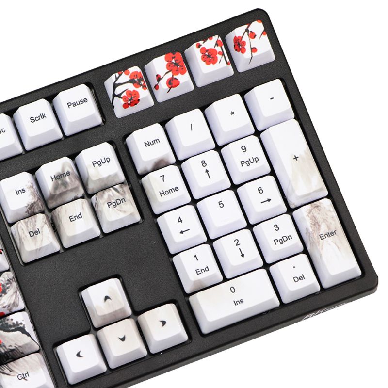 PBT Wangjiang Plum Keycap 109 Clé OEM Hauteur Coréen Japonais 