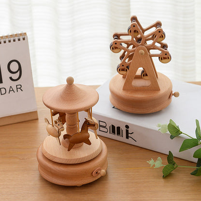 Music Boxes Innovative Rotating Musical Box Wooden Music Box Table Decoration