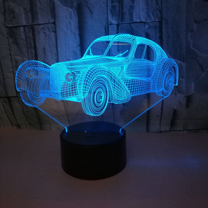 Luz nocturna 3D usb para coche, iluminación 3D para coche clásico