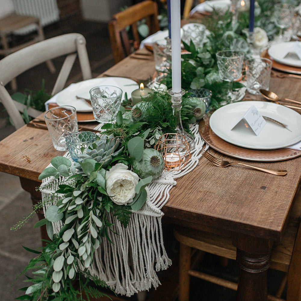 Alfombra de mesa tejida a mano decorativa nórdica