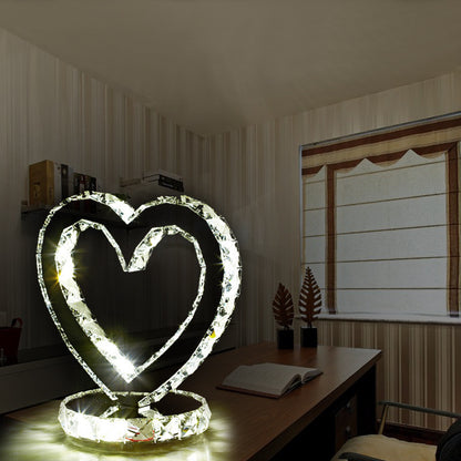 Lámpara de mesa en forma de corazón Lámpara de mesa de cristal de acero inoxidable con decoración creativa simple