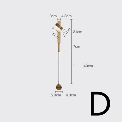 Lámpara de pared del dormitorio nórdico, pasillo de cabecera con interruptor, enchufe, cableado gratuito ajustable