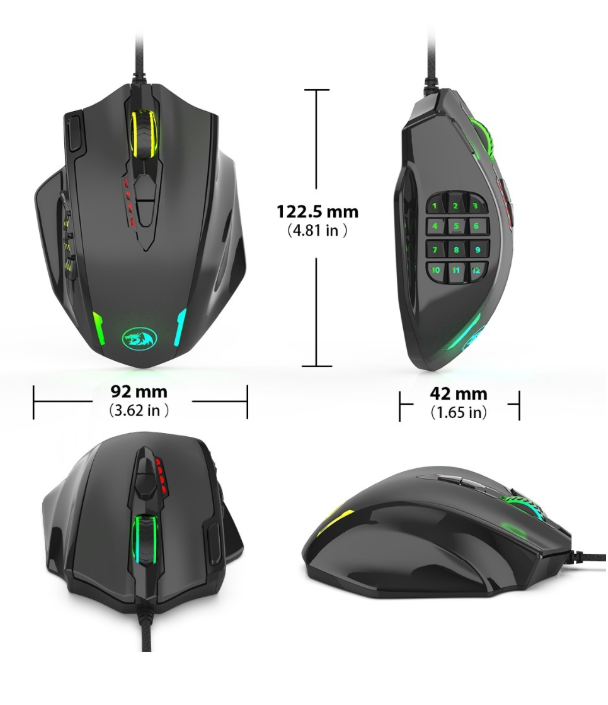 La macro à une main Red Dragon M908 définit la souris