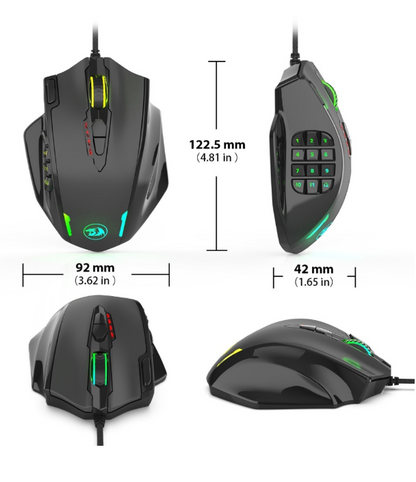 La macro à une main Red Dragon M908 définit la souris