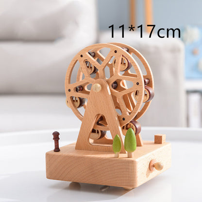 Music Boxes Innovative Rotating Musical Box Wooden Music Box Table Decoration