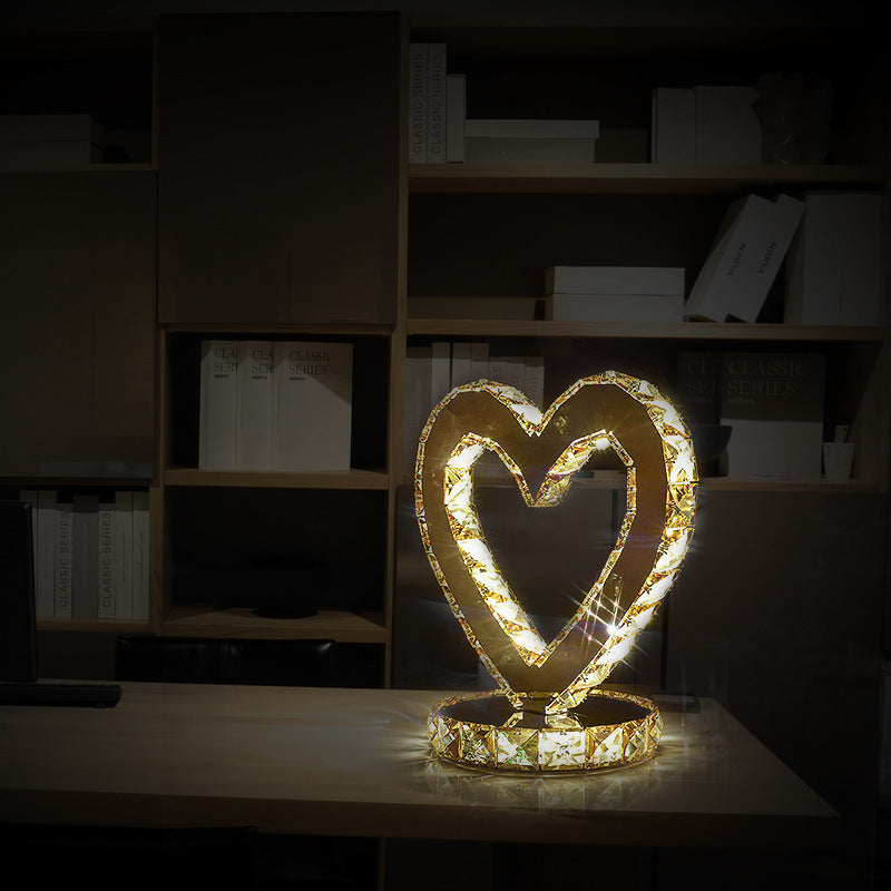 Heart-Shaped Table Lamp Simple Creative Decoration Stainless Steel Crystal Table Lamp