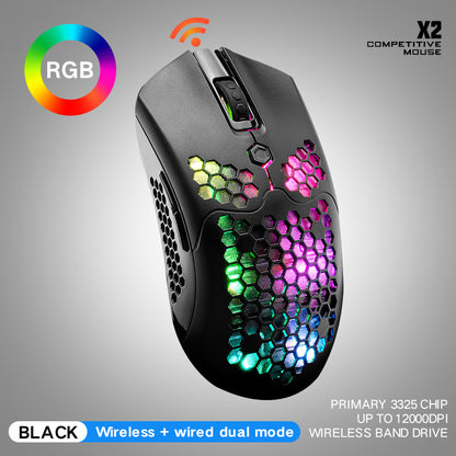 Ratón inalámbrico Wolf X2 gratuito, ratón para juegos RGB de modo dual 